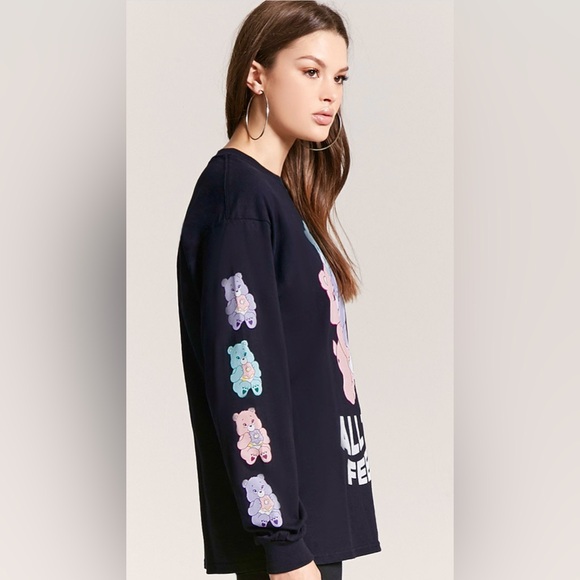 New Care bears graphic tee cotton pullover sweater long sleeves crewneck top - Picture 3 of 8